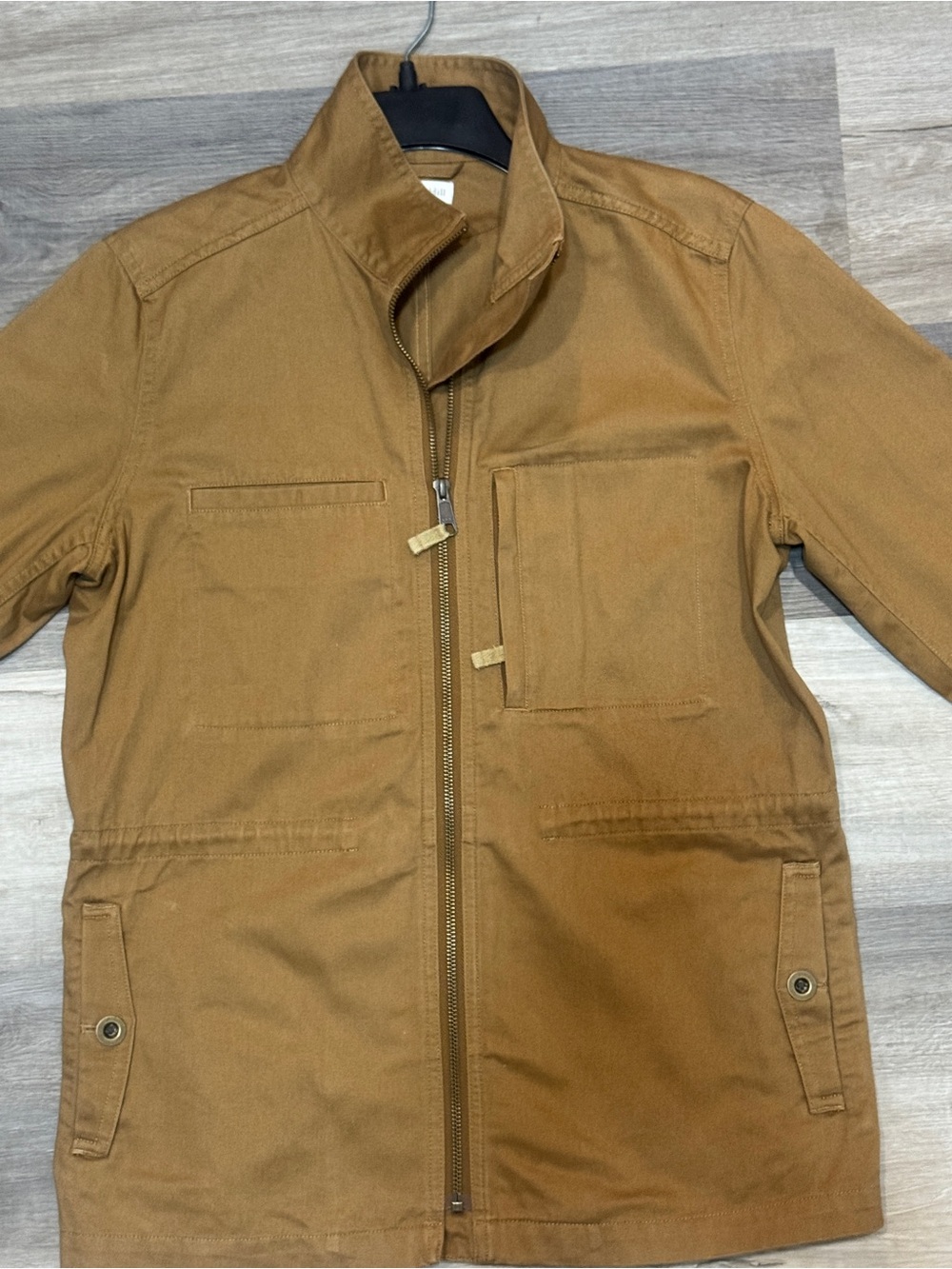 Garnet Hill Brown Utility Jacket with Front Pockets ~ Organic Cotton